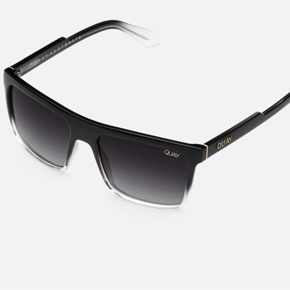 NWT Quay “Let it Run” Polarized Sunglasses Blk Clear Frame/Smoke Polarized Lens - Picture 2 of 2
